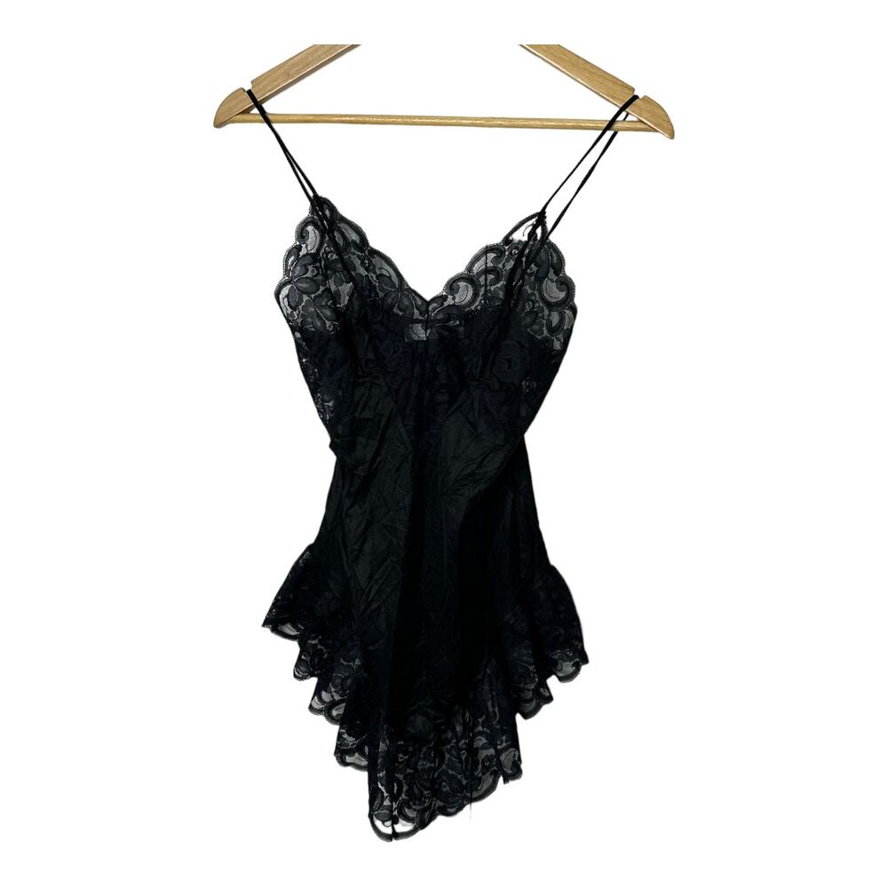 Vintage Interludes by Cira Black Lace Slip Women's Small Union Made in the USA